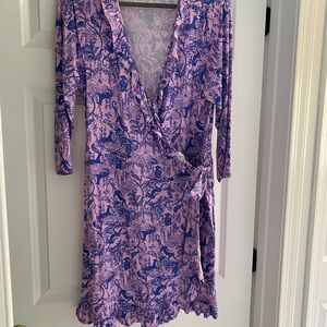 Lilly Pulitzer Pink and Blue Wrap Dress